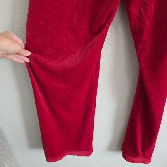 Juicy Couture Womens Red Velour Track Suit Set Hooded Jacket Jogger Pants Sz XXL - Picture 9 of 12